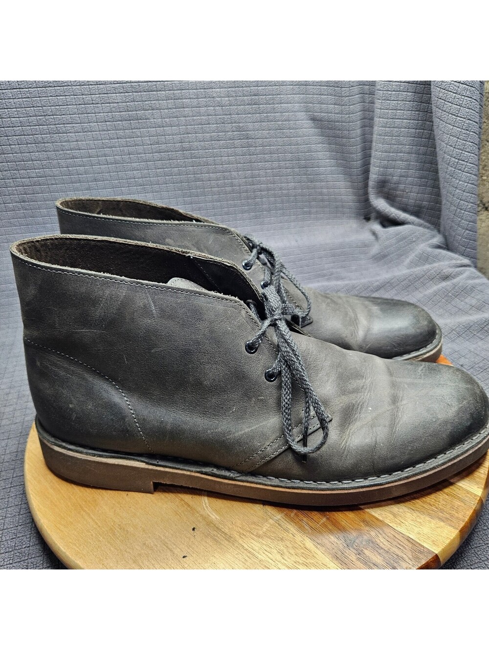 Clarks Men's Chukka Boots Dark Gray US 10.5 M Leather Lace Up Desert